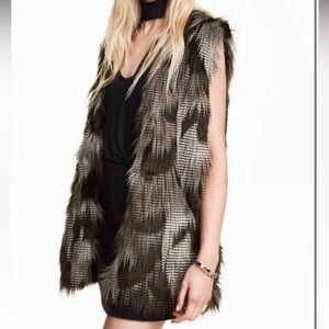 H&M Faux Fur Vest in Brown and Black